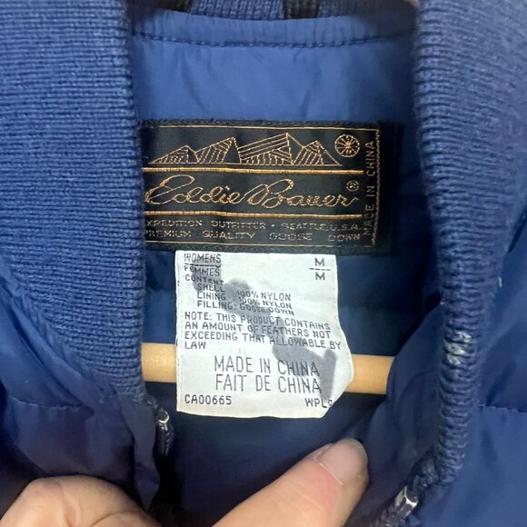 Vintage Eddie Bauer Women's Premium Quality Goose Down Blue Puffer Vest Sz M - Picture 2 of 8